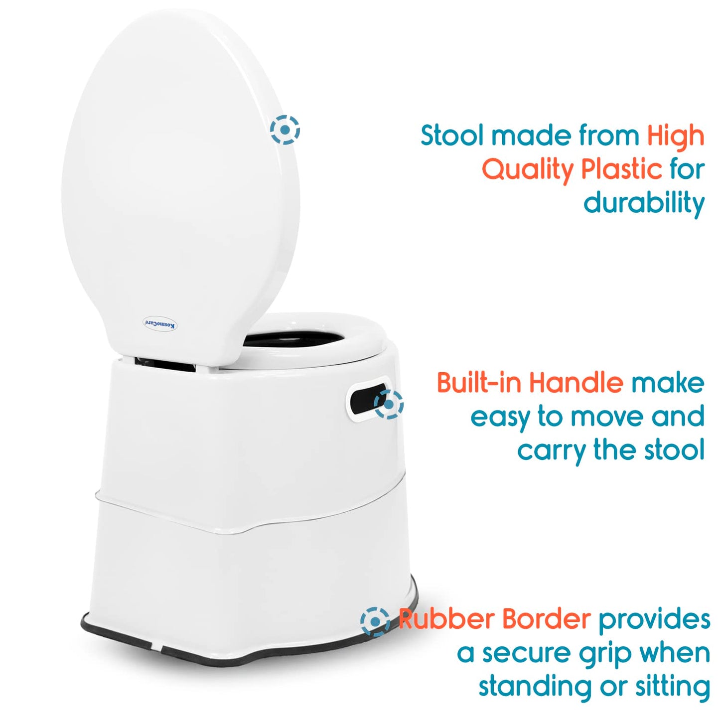 KosmoCare Plastic Portable Commode Toilet Stool, Commode Stool, Toilet Commode For Patients, Indian Commode Stool, Portable Toilet Seat For Adult, Kids & Handicap People, White