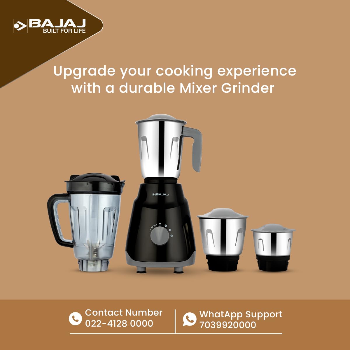 Bajaj Rex Mixer Grinder 500W|Mixie For Kitchen With Nutri-Pro Features|3 SS Mixer Jars For Heavy Duty Grinding|Adjustable Speed Control|Multifunctional Blade System|2 Year Warranty By Bajaj|Purple