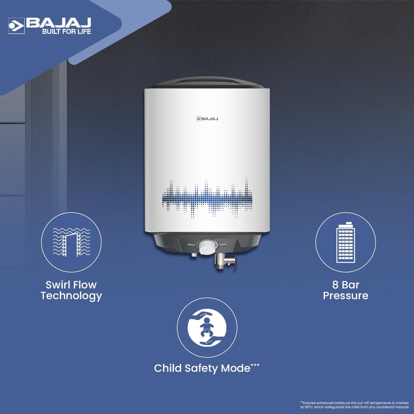 Bajaj Shield Series New Shakti 25L Vertical Storage Water Heater For Home| 5-Star Rated Geyser| Multiple Safety Systems| For High Rise Buildings| 10-Yr Tank 6-Yr Element 4-Yr Product Warranty| White