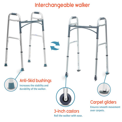 KosmoCare Deluxe Folding Walker with 5" castors