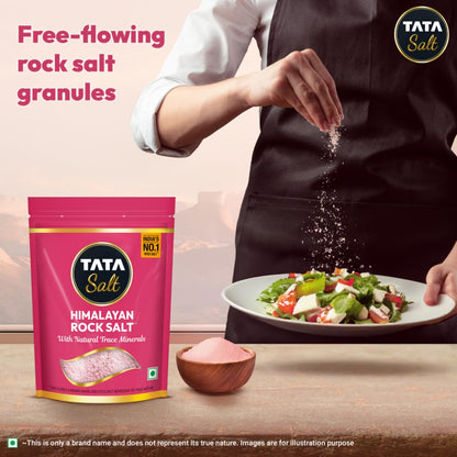 Tata Himalayan Rock Pink Salt, 1kg Pouch, Premium Sendha Namak, With Natural Trace Minerals, Low Sodium, Crystal Salt