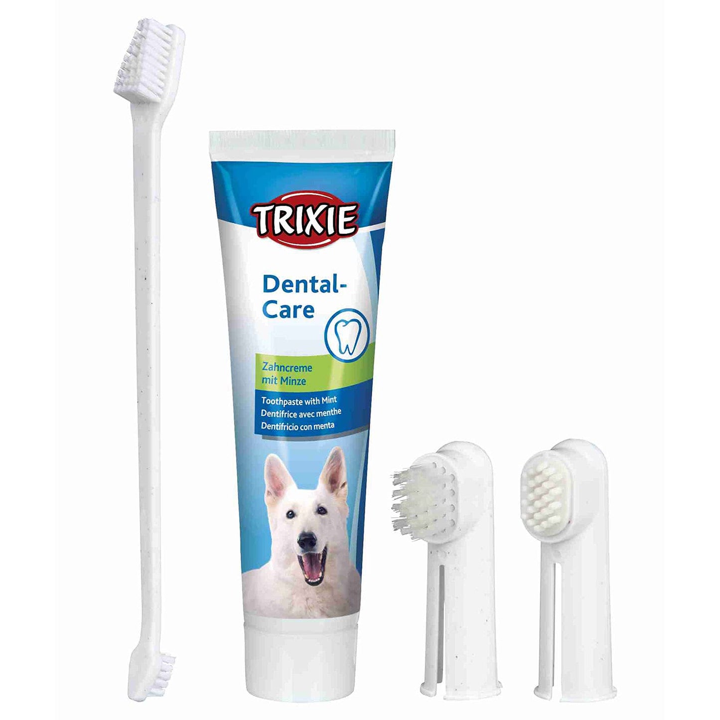 Trixie Dog Dental Hygiene Kit with Toothpaste and Brush for Adult, Manual, White, Pack of 1