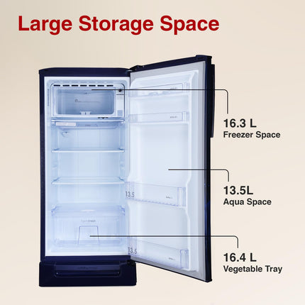 Godrej 180 L 4 Star Turbo Cooling Technology, With 24 Days Farm Freshness Direct Cool Single Door Refrigerator(2023 Model, RD EDGENEO 207D THF AQ BL, Aqua Blue)