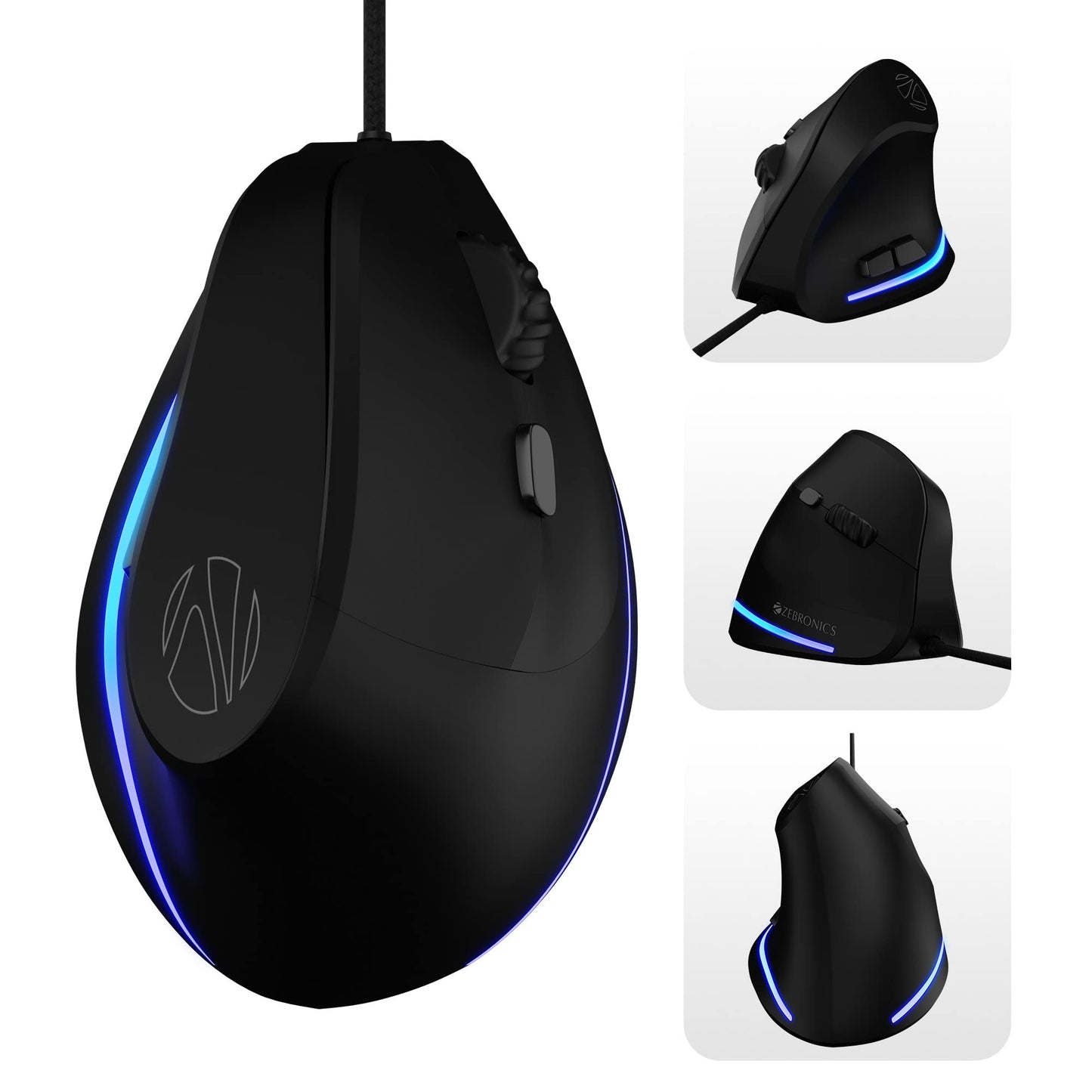 ZEBRONICS-Transformer-M with a High-Performance Gold-Plated USB Mouse: 6 Buttons, Multi-Color LED Lights,High-Resolution Sensor with max 3600 DPI, and DPI Switch(Black)