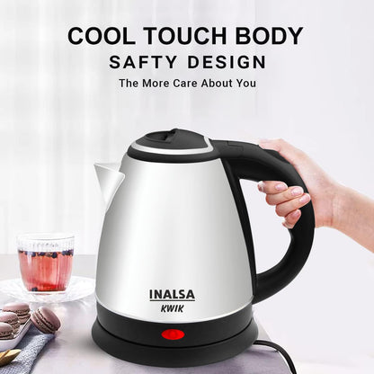 INALSA Premium English Finish Electric kettle|Analogue Temperature Display|2 Yr Warranty|Non Toxic SS Inner Body|Detachable Mesh Filter with Safety Cap (Callisto)