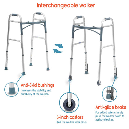 KosmoCare Deluxe Folding Walker with 5" castors