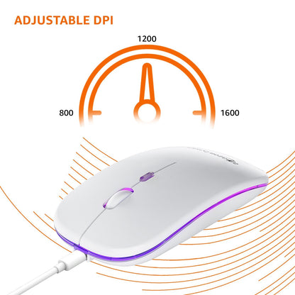 amazon basics Rechargeable Wireless Mouse with RGB LED Backlit 1600 DPI Ergonomic Mouse for Laptop, PC