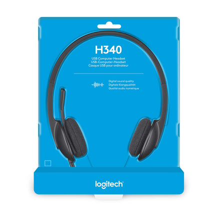 Logitech H340 Stereo Wired Over Ear Headphones With Mic With Noise-Cancelling, Usb, Pc/Mac/Laptop - Black 