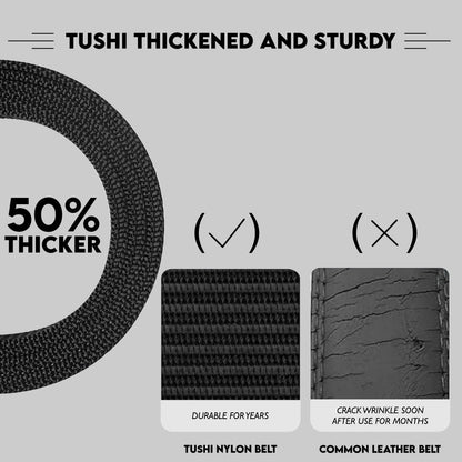 TUSHI Rotating Buckle Tactical Belt, Military Work 1.5" Nylon Web Hiking Quick Release Belt with Heavy Duty Seatbelt Buckle