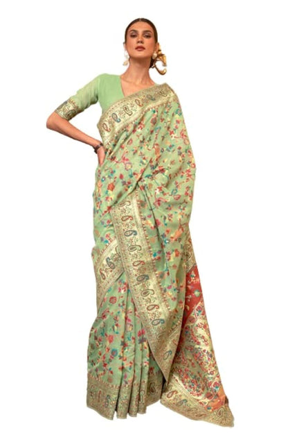 SWORNOF Womens Kanjivaram Banarasi Silk Saree Kanchipuram Patola saree