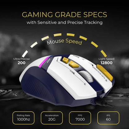 EvoFox Ultra Value Series Blaze Programmable Gaming Mouse |8 Fully Programmable Buttons| Ultra-responsive 7000fps | Gaming Grade Sensitive DPI Upto 12800 |RGB Lights with Music sync Mode | Windows Software