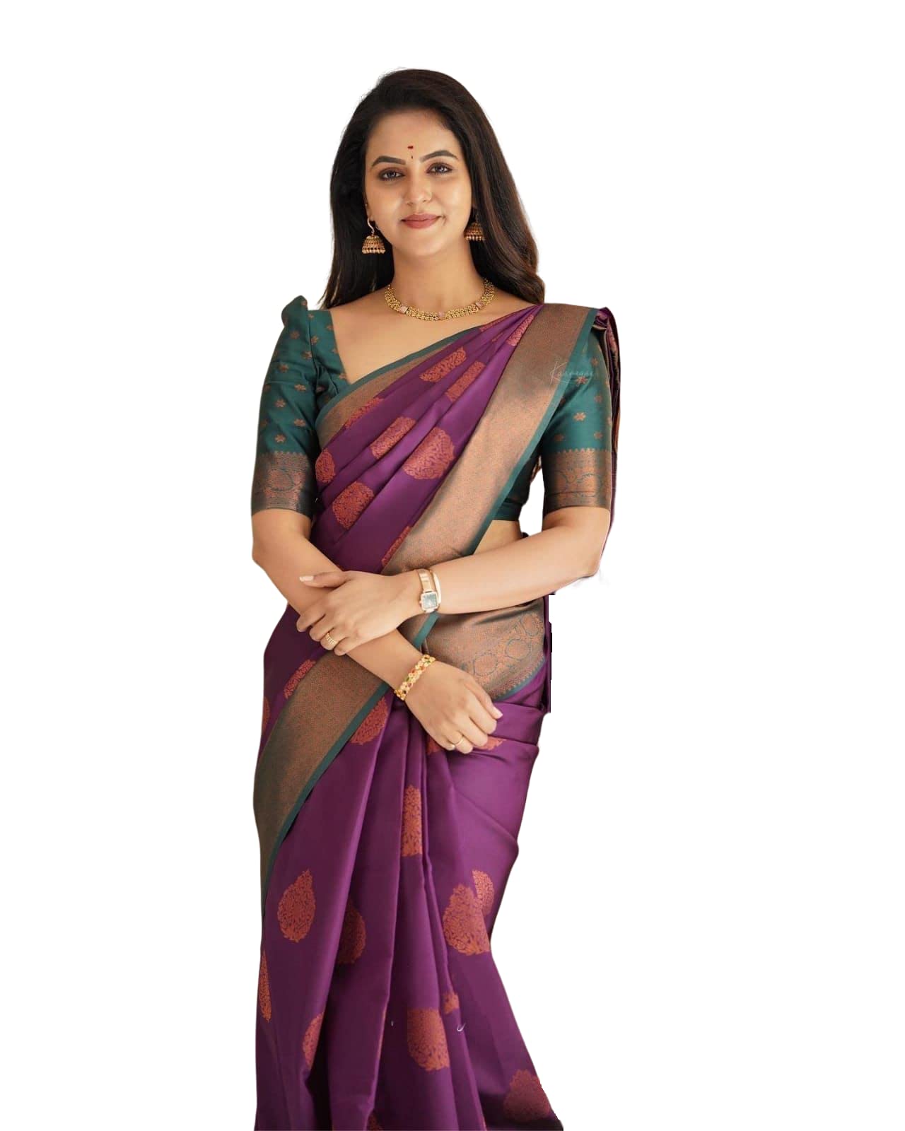 SGF11 Women's Kanjivaram Soft Lichi Silk Saree With Blouse Piece