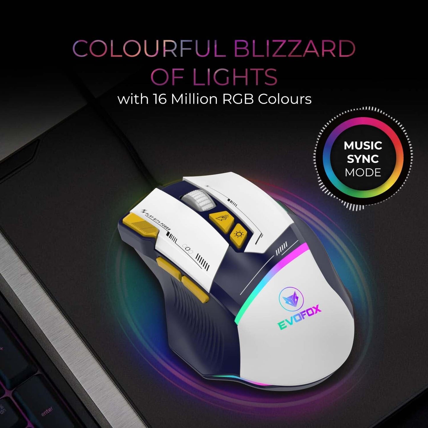 EvoFox Ultra Value Series Blaze Programmable Gaming Mouse |8 Fully Programmable Buttons| Ultra-responsive 7000fps | Gaming Grade Sensitive DPI Upto 12800 |RGB Lights with Music sync Mode | Windows Software