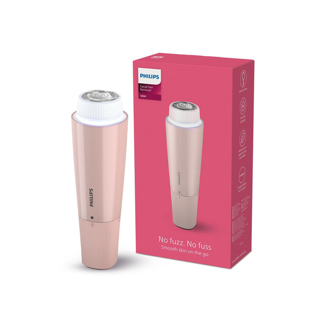 Philips Facial Trimmer for Women - SkinSafe with Hypo Allergenic Blades I Makeup must-have for glowing results I Self-sharpeing blades I Mirror & Light for Clean Trim I No Skin irritation I Cleaning brush I Travel Friendly I 2 Year Warranty - BRR454/00 