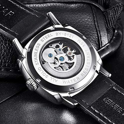 BENYAR Automatic Mechanical Skeleton Leather Strap Men's Watch