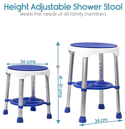 KosmoCare Premium Imported Shower Stool | Height Adjustable, Tool-Free Assembly Shower Chair with Anti-Slip Rubber Tips for Safety of Seniors & Elderly