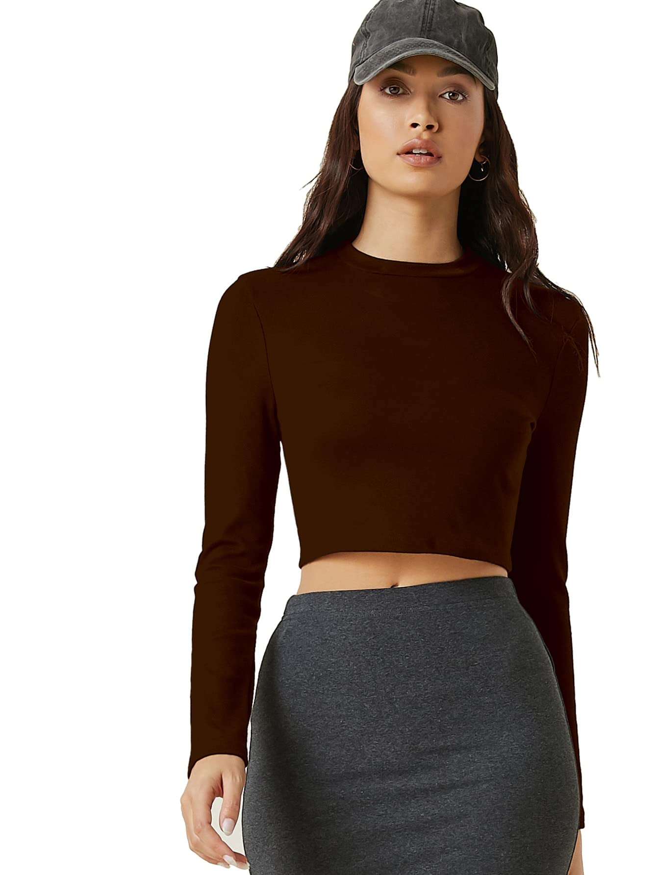 Aahwan Women's & Girl'S Solid Full Sleeve Slim Fit Crop Top