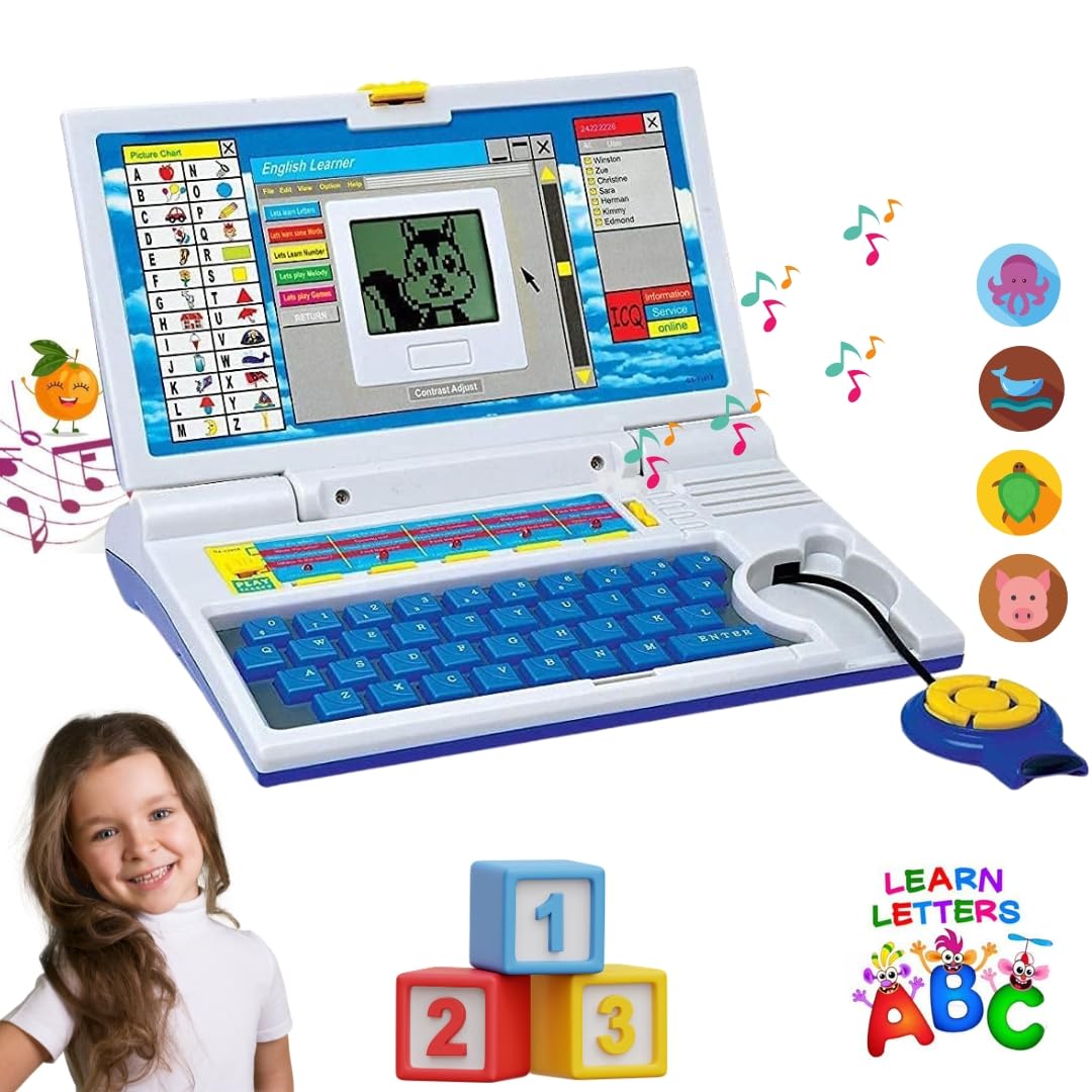 VEBETO Educational Laptop for Kids (1 Year Warranty) Toys w/ Mouse Games 20 Fun Computer Activity Learning Toy for 2 3 4 5 Years Boys Girls Learn Letters Words Mathematics Music Logic Memory Tool