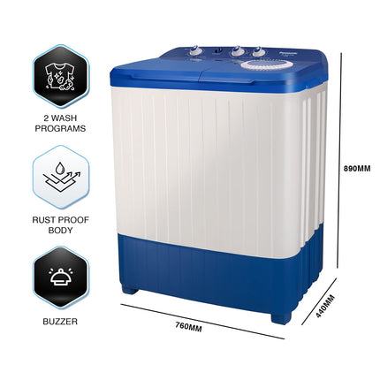 Panasonic 6.5 kg 5 Star Semi-Automatic Top Loading Washing Machine (NA-W65L7ARB, Blue, Powerful Motor, Active Foam System, Effective Wash Pulsator, 2023 Model) 