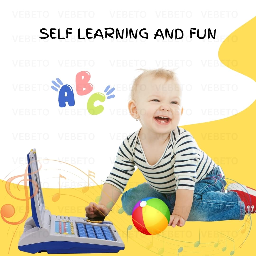 VEBETO Educational Laptop for Kids (1 Year Warranty) Toys w/ Mouse Games 20 Fun Computer Activity Learning Toy for 2 3 4 5 Years Boys Girls Learn Letters Words Mathematics Music Logic Memory Tool