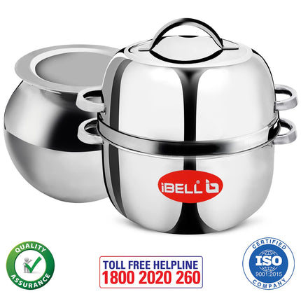 iBELL 1 kilogram Premium Stainless Steel Steam Pot, Thermal Rice Cooker, Induction Based Pot with Rubber Gasket 