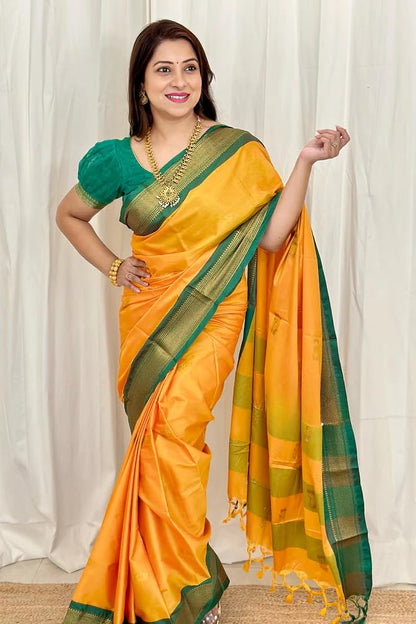 SGF11 Women's Kanjivaram Soft Lichi Silk Saree With Blouse Piece