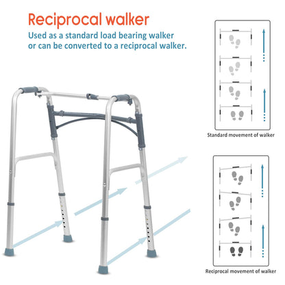 KosmoCare Premium Imported Light Weight Aluminum Height Adjustable Folding Walker 2 - Silver