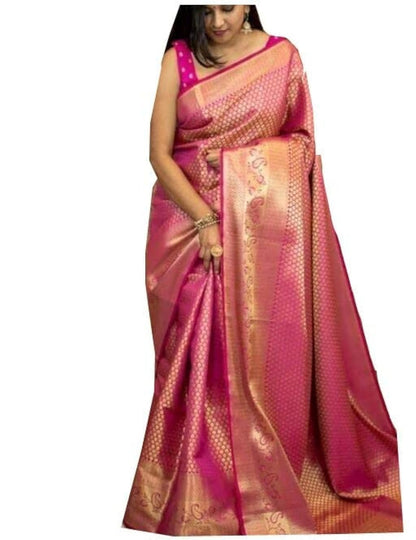 SGF11 Women's Kanjivaram Soft Silk Saree With Blouse Piece