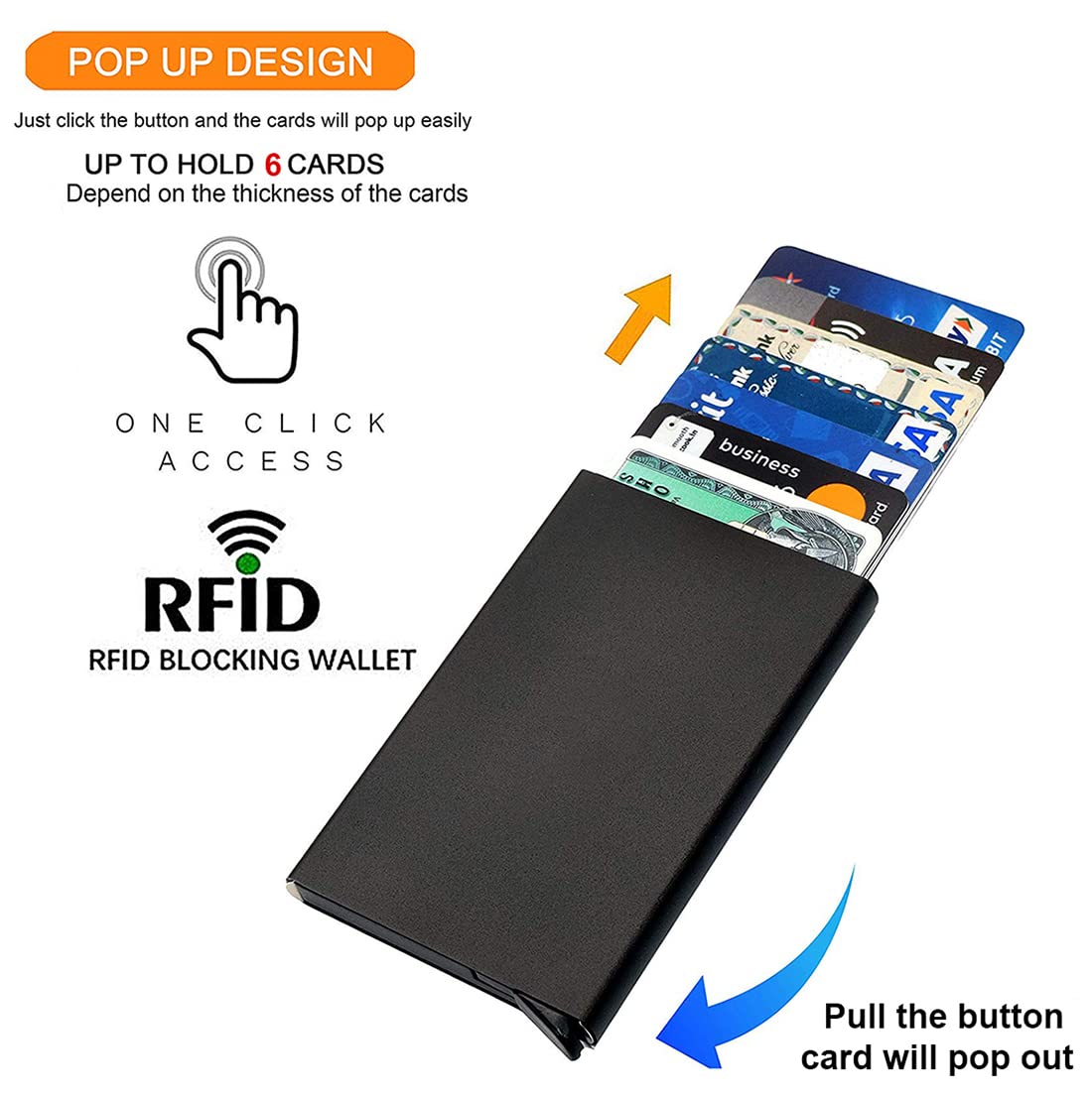 Stealodeal Black RFID Blocking Aluminium Pop-Up Debit/Credit/ATM Men/Women Card Holder