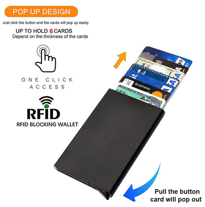 Stealodeal Black RFID Blocking Aluminium Pop-Up Debit/Credit/ATM Men/Women Card Holder