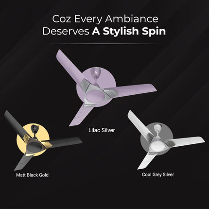 Polycab Aereo Plus Star Rated, 1200mm Ceiling Fan For Home | 100% Copper, High Speed & Air Delivery | Saves Up To 33% Electricity, Rust-Proof Aluminium Blades, 52 Watt | 3 Years Warranty【Lilac Silver】