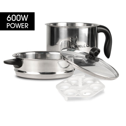 iBELL Mpk Premium Multi Purpose Kettle/Cooker With 2 Pots 1.2 Litre (Silver) - Stainless Steel 