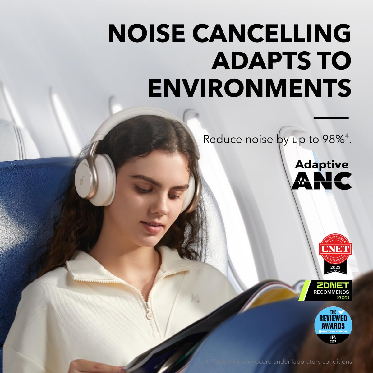 soundcore by Anker,Space One,Active Noise Cancelling in Ear Headphones,2X Stronger Voice Reduction,40H ANC Playtime,App Control,Ldac Hi-Res Wireless Audio,Comfortable Fit,Clear Calls,Bluetooth 5.3