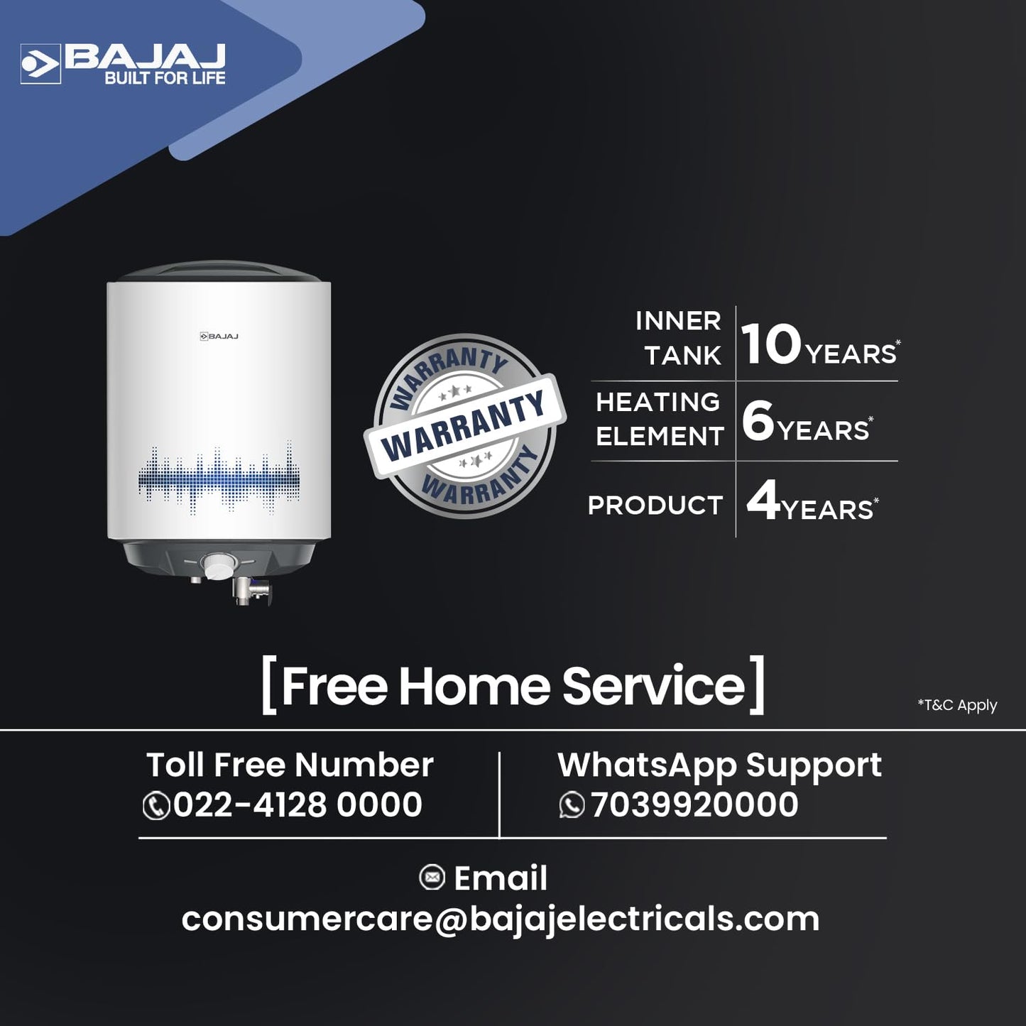 Bajaj Shield Series New Shakti 25L Vertical Storage Water Heater For Home| 5-Star Rated Geyser| Multiple Safety Systems| For High Rise Buildings| 10-Yr Tank 6-Yr Element 4-Yr Product Warranty| White