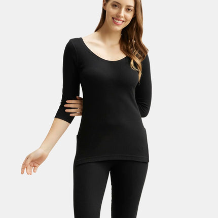 Jockey 2503 Women's Super Combed Cotton Rich Three Quarter Sleeve Thermal Tailored Fit Top with Stay Warm Technology