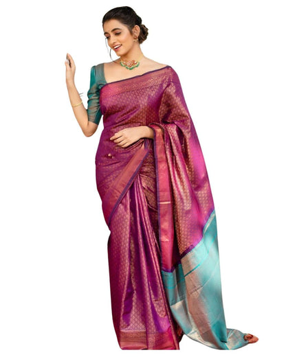 SGF11 Women's Trendy Kanjivaram Soft Lichi Silk Saree With Blouse Piece