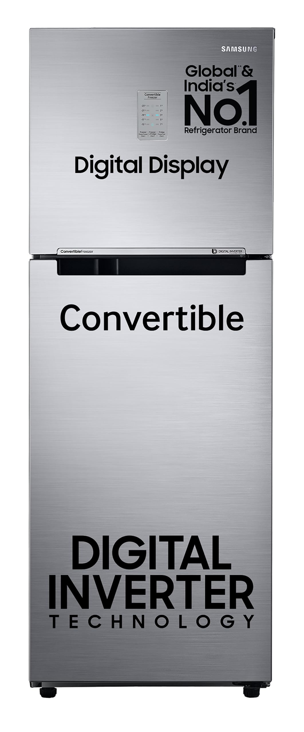 Samsung 236 L, 3 Star, Convertible, Digital Inverter with Display Frost Free Double Door Refrigerator (RT28C3733S8/HL, Silver, Elegant Inox, 2024 Model)