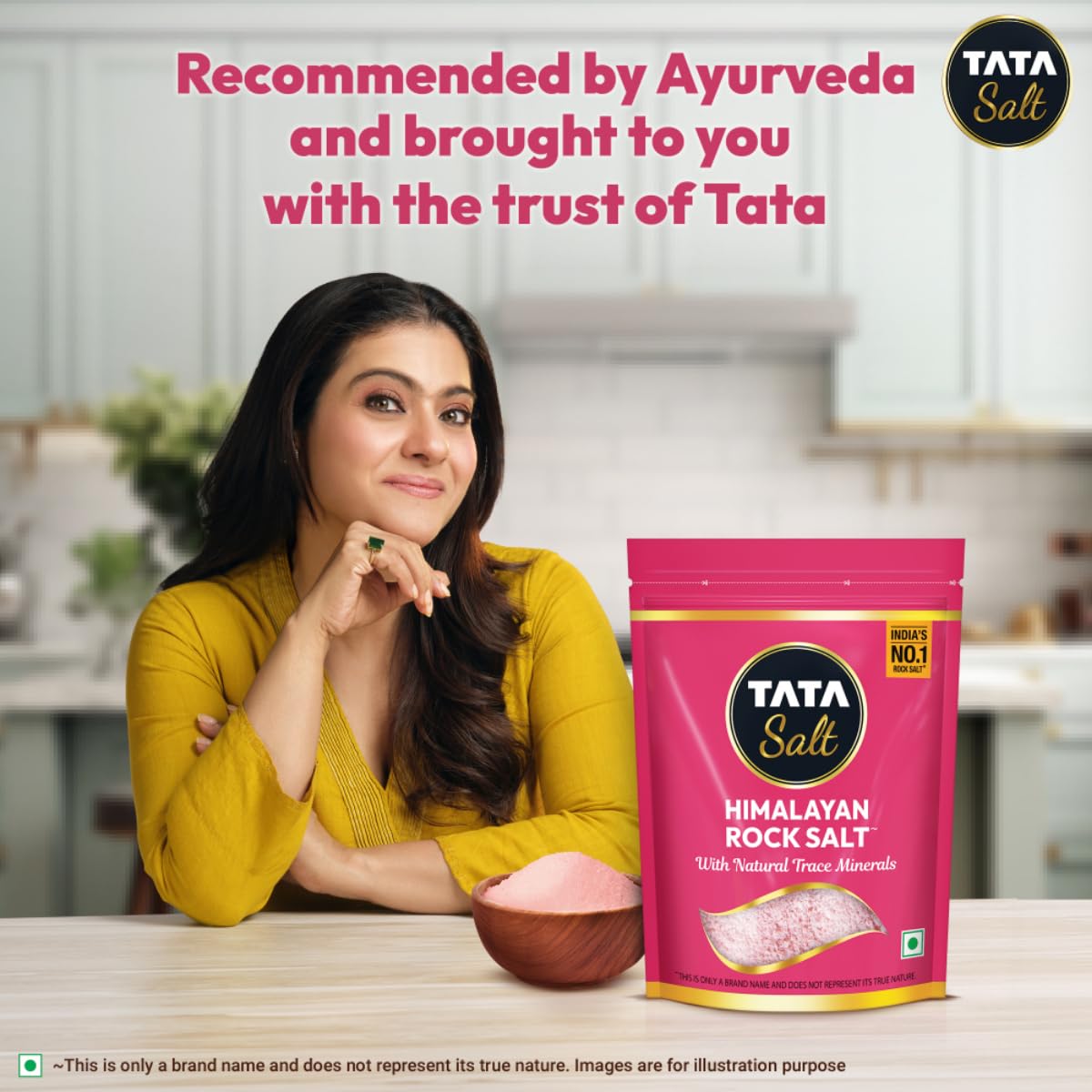 Tata Himalayan Rock Pink Salt, 1kg Pouch, Premium Sendha Namak, With Natural Trace Minerals, Low Sodium, Crystal Salt