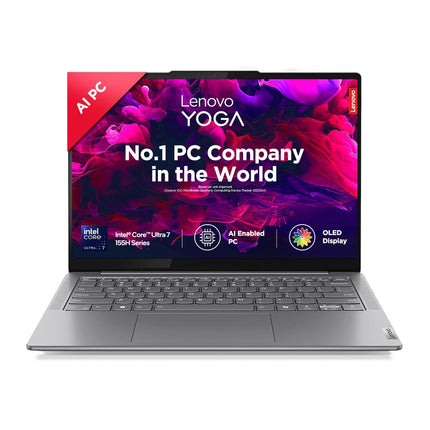 Lenovo Yoga Slim 7 Intel Core Ultra 7 155H Built-in AI 14"(35.5cm) WUXGA-OLED 400Nits Laptop (32GB/1TB SSD/100% DCI-P3/FHD+IR Camera/Win11/MSO 21/1Yr ADP Free/3Mon. Game Pass/Grey/1.39Kg), 83CV002DIN 