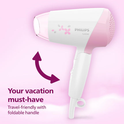 Philips Hair Dryer | Quick Gentle Drying with Thermoprotect Care | 1200 Watts | 3 Heat and Speed Settings with Cool Shots | HP8120/00, Pink 