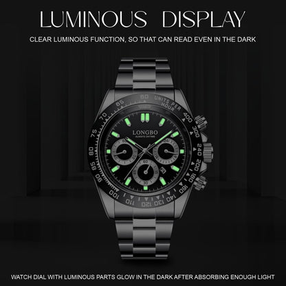 LONGBO Analog Business Casual Stainless Steel Decorative Subdials Watch for Men