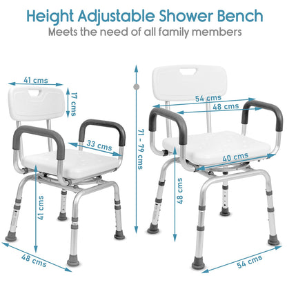 KosmoCare Premium Imported Shower Bench with EVA Mat Height Adjustable, Tool-Free Assembly Shower Chair with Anti-Slip Rubber Tips for Safety of Seniors & Elderly