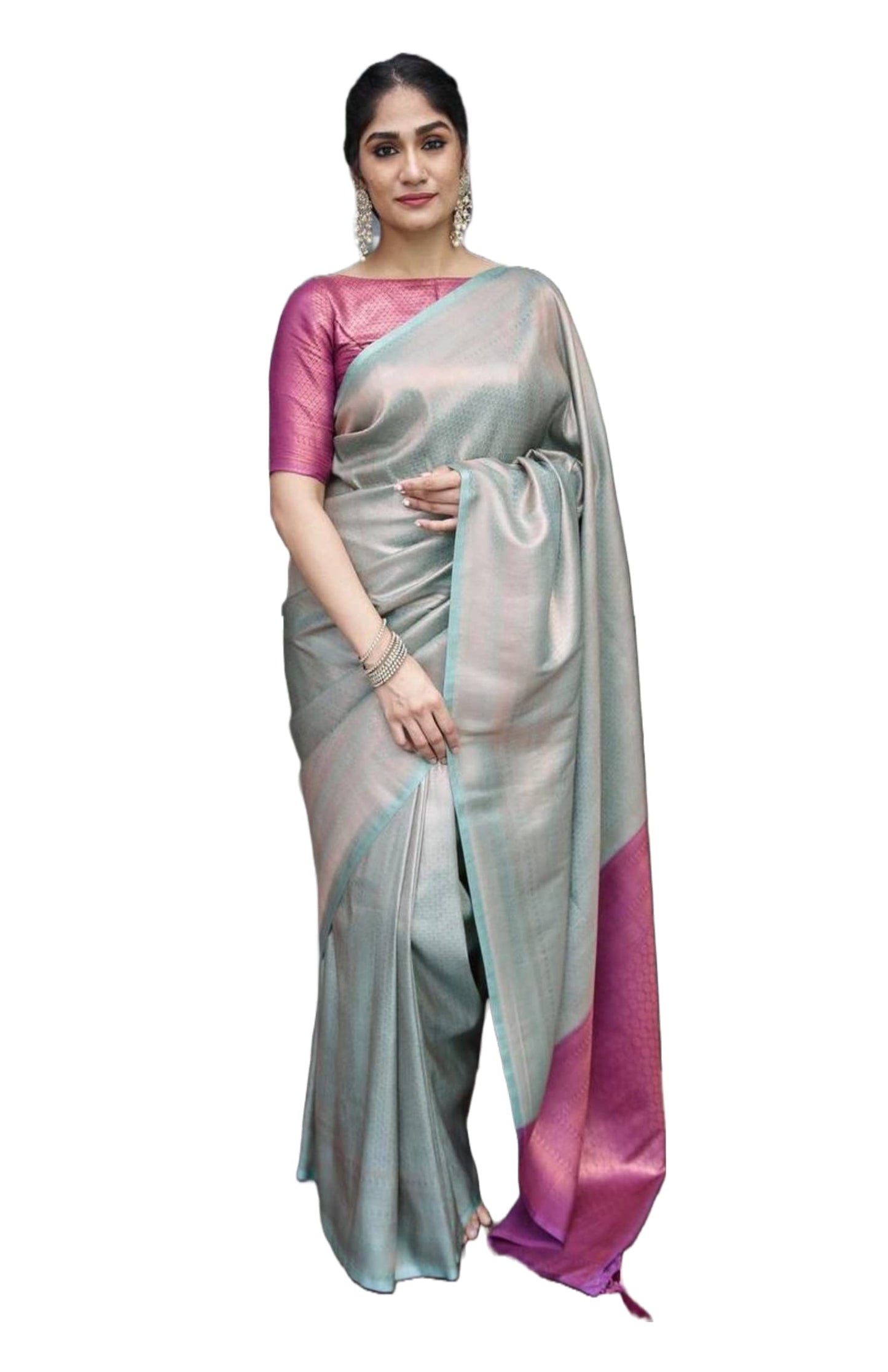 SGF11 Women's Trendy Kanjivaram Soft Lichi Silk Saree With Blouse Piece