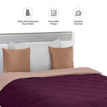 Amazon Brand - Solimo Microfibre Reversible Comforter,Single(Plum Purple And Moody Mauve,300 Gsm),tc-200 | TC - 200