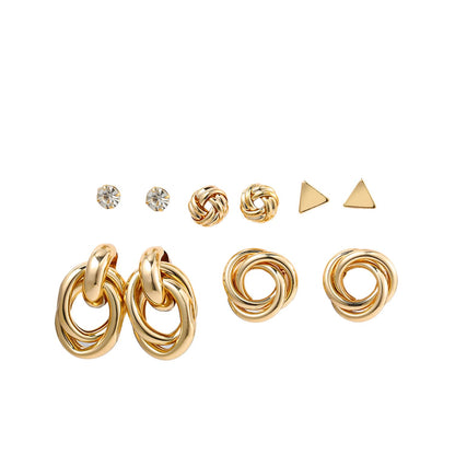 Shining Diva Fashion 11 Pairs Combo Set Celebrity Inspired Latest Trendy Stylish Gold Plated Geometric Twist Pearl Hoop Dangle Earrings for Women and Girls