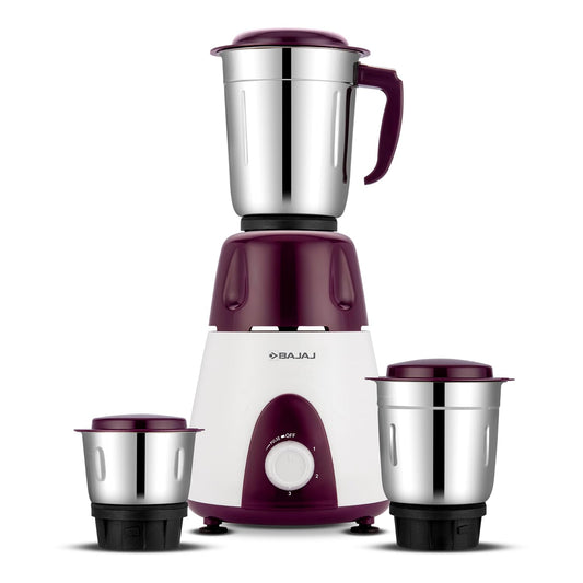 Bajaj Rex Mixer Grinder 500W|Mixie For Kitchen With Nutri-Pro Features|3 SS Mixer Jars For Heavy Duty Grinding|Adjustable Speed Control|Multifunctional Blade System|2 Year Warranty By Bajaj|Purple