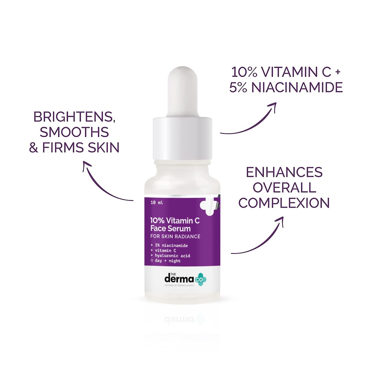 The Derma Co 10% Vitamin C Face Serum I With Vitamin C, 5% Niacinamide & Hyaluronic Acid I For Skin Radiance I Day + Night Regimen | Suitable For All Skin Types | 30ml