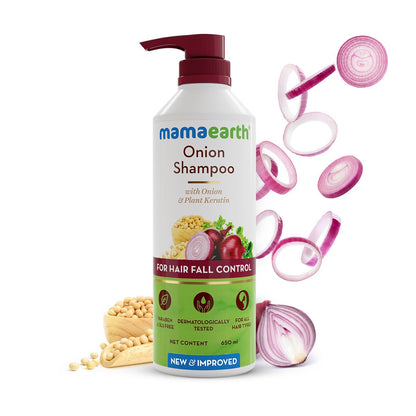 Mamaearth Onion Hair Fall Shampoo for Hair Growth & Hair Fall Control, with Onion Oil & Plant Keratin 250ml