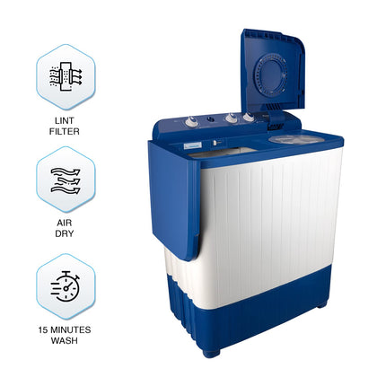 Panasonic 6.5 kg 5 Star Semi-Automatic Top Loading Washing Machine (NA-W65L7ARB, Blue, Powerful Motor, Active Foam System, Effective Wash Pulsator, 2023 Model) 