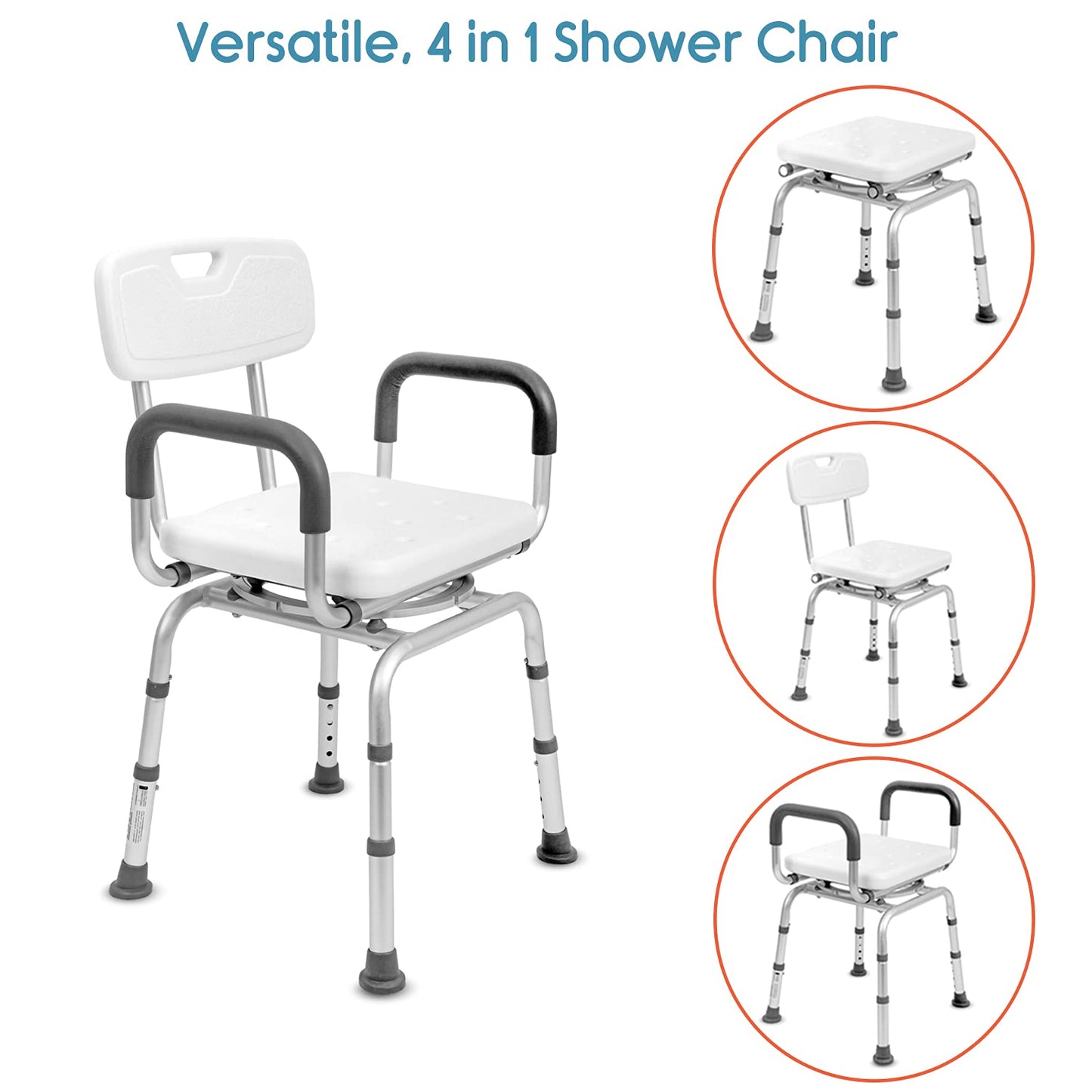 KosmoCare Premium Imported Shower Bench with EVA Mat Height Adjustable, Tool-Free Assembly Shower Chair with Anti-Slip Rubber Tips for Safety of Seniors & Elderly